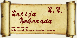 Matija Nakarada vizit kartica